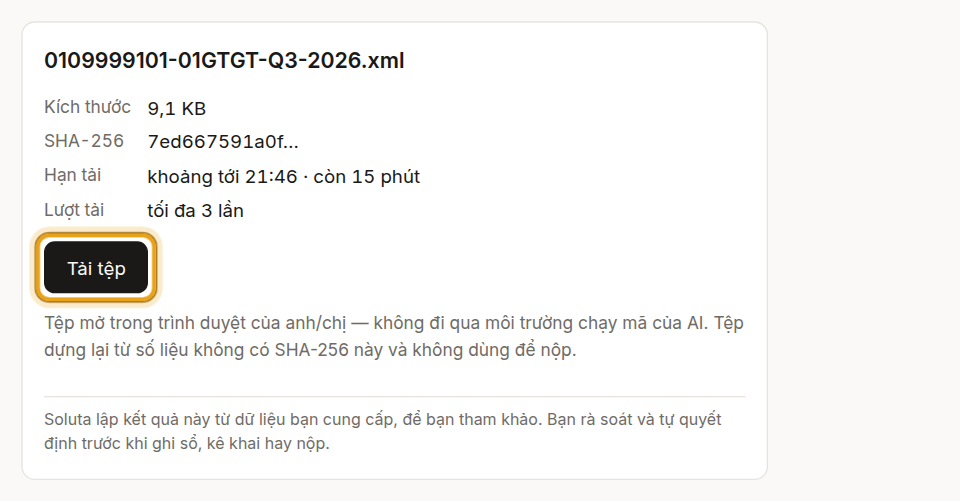 Tải tệp tờ khai định dạng XML.